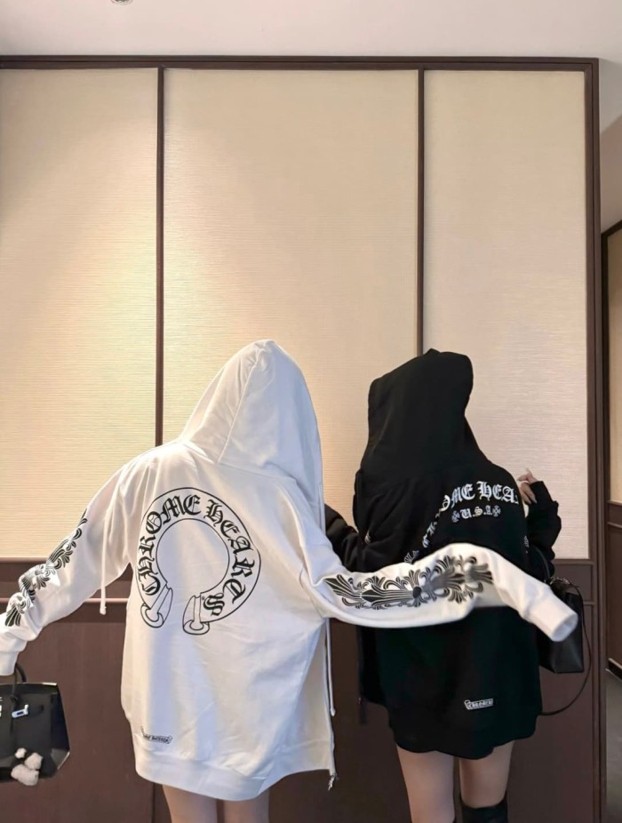 1:1 quality version Horseshoe Flower Arm Print Antique Silver Zipper Hoodie 28893087