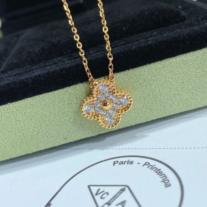 1:1 quality version Full Diamond Four-Leaf Clover Necklace 2 colors 28894554