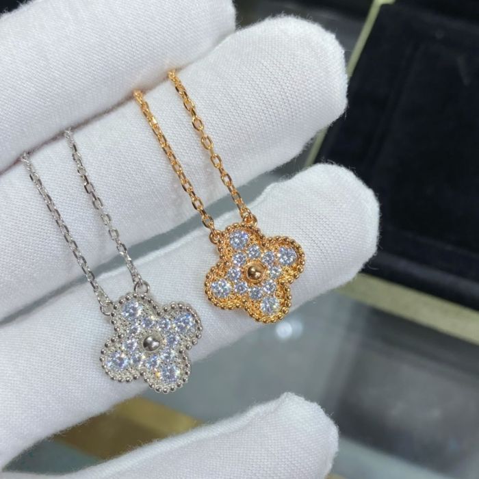 1:1 quality version Full Diamond Four-Leaf Clover Necklace 2 colors 28894554