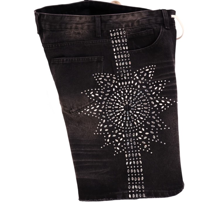 Sunflower Waterdrop Rhinestone Washed Denim Shorts 2 colors 28899679