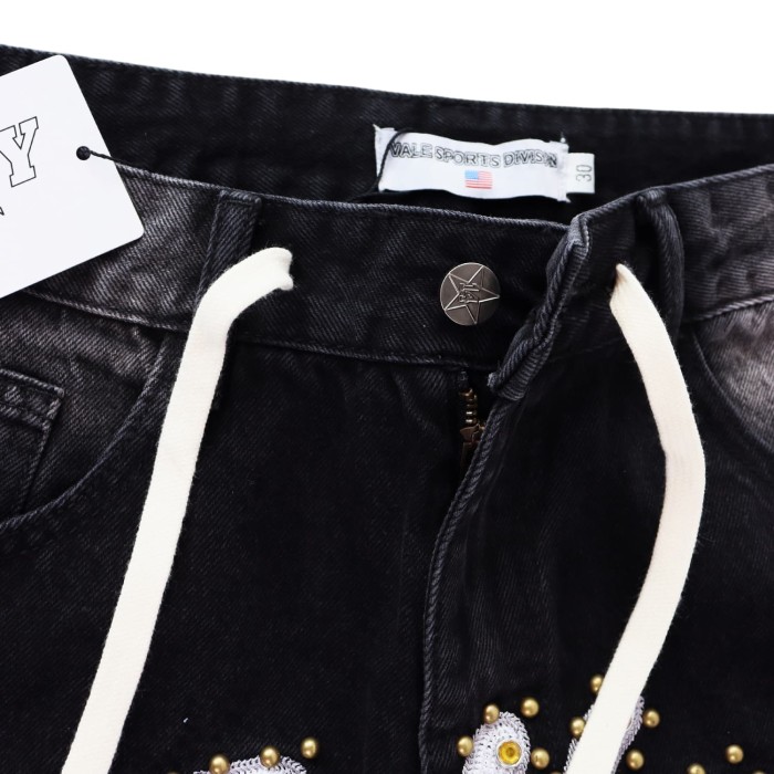 Rainbow Candy Embroidery Beaded Rhinestone Washed Jeans 2 colors 28899681