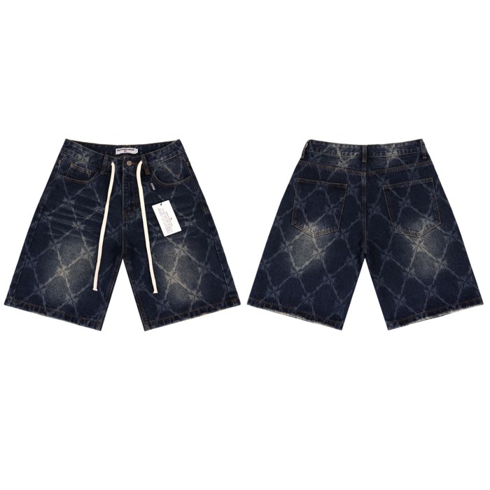 Quilted Laser-Cut Washed Denim Shorts 2 colors 28899678