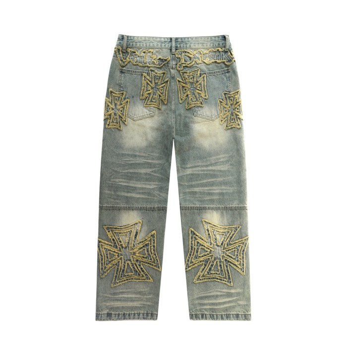 Rainbow Candy Wool Embroidery Washed Jeans 2 colors 28899680