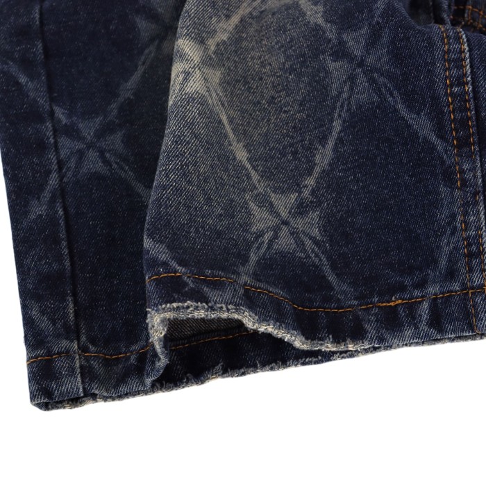 Quilted Laser-Cut Washed Denim Shorts 2 colors 28899678