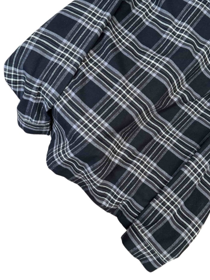 1:1 quality version classic black-white-gray check jacquard lapel long-sleeve shirt 28937201