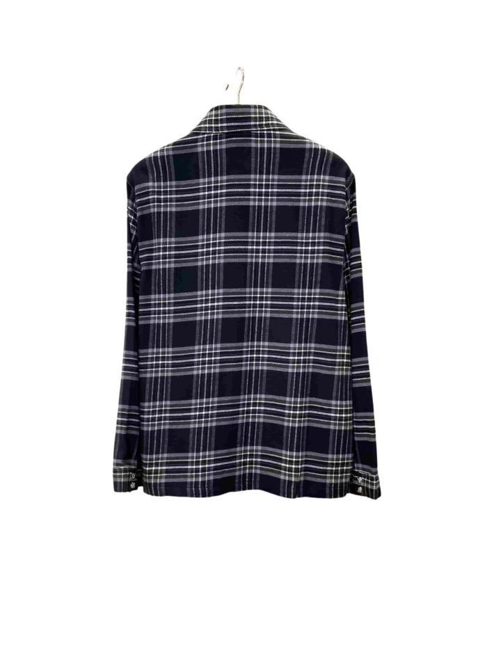 1:1 quality version classic black-white-gray check jacquard lapel long-sleeve shirt 28937201
