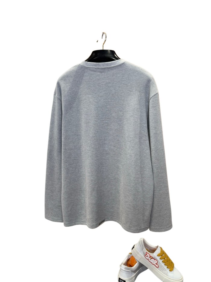 1:1 quality version Cotton Waffle Knit Cross Patch Crew Neck Long Sleeve Sweatshirt 2 colors 28938005