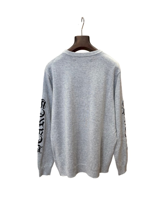 1:1 quality version Scroll Pattern Embroidered Crew Neck Wool Sweater 2 colors 28938051