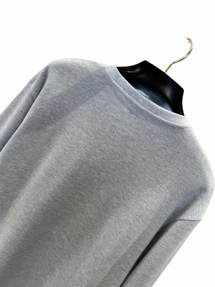 1:1 quality version Cotton Waffle Knit Cross Patch Crew Neck Long Sleeve Sweatshirt 2 colors 28938005