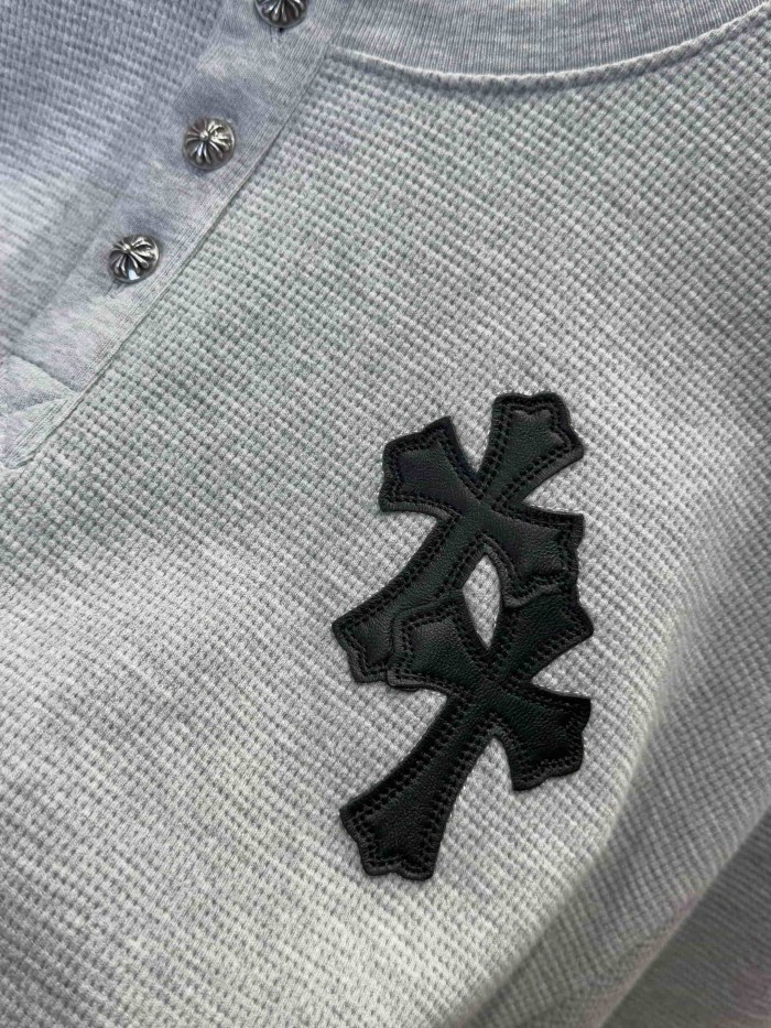 1:1 quality version Cotton Waffle Knit Cross Patch Crew Neck Long Sleeve Sweatshirt 2 colors 28938005