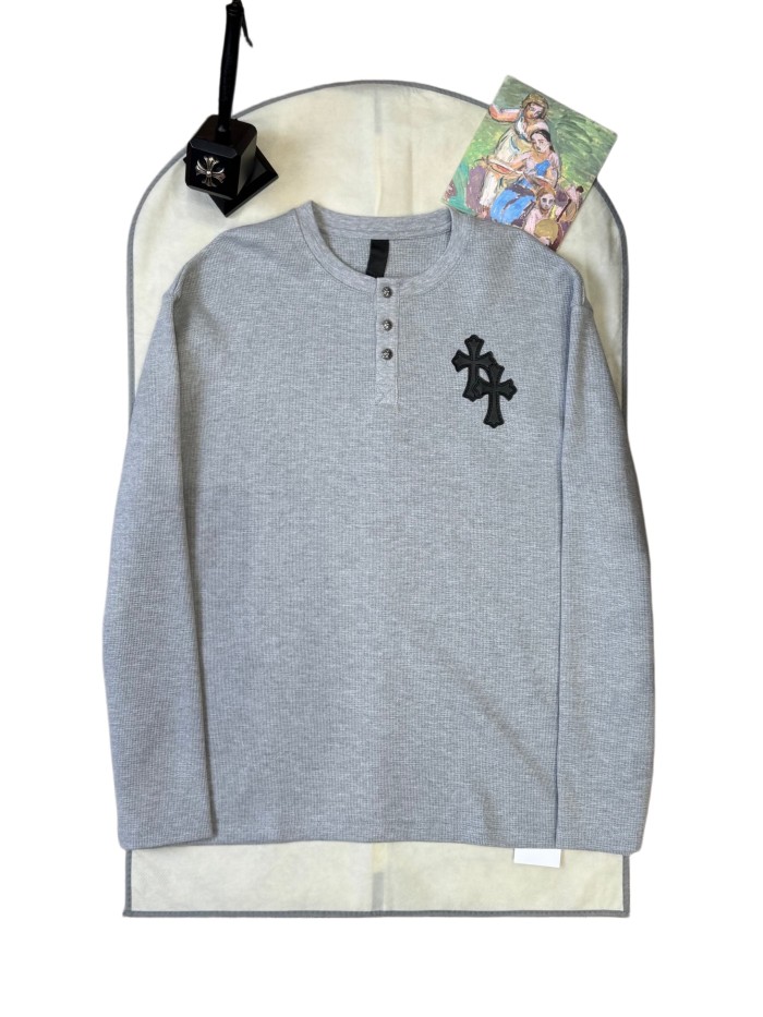 1:1 quality version Cotton Waffle Knit Cross Patch Crew Neck Long Sleeve Sweatshirt 2 colors 28938005