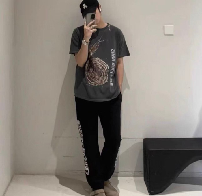 1:1 quality version Cotton French Terry Sanskrit Print Drawstring Casual Pants 28938103