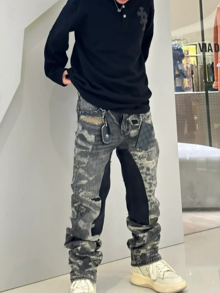1:1 quality version Cotton Waffle Knit Cross Patch Crew Neck Long Sleeve Sweatshirt 2 colors 28938005