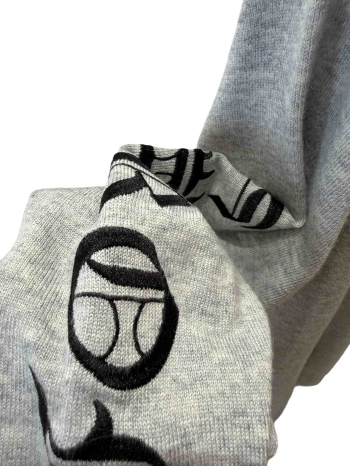 1:1 quality version Scroll Pattern Embroidered Crew Neck Wool Sweater 2 colors 28938051