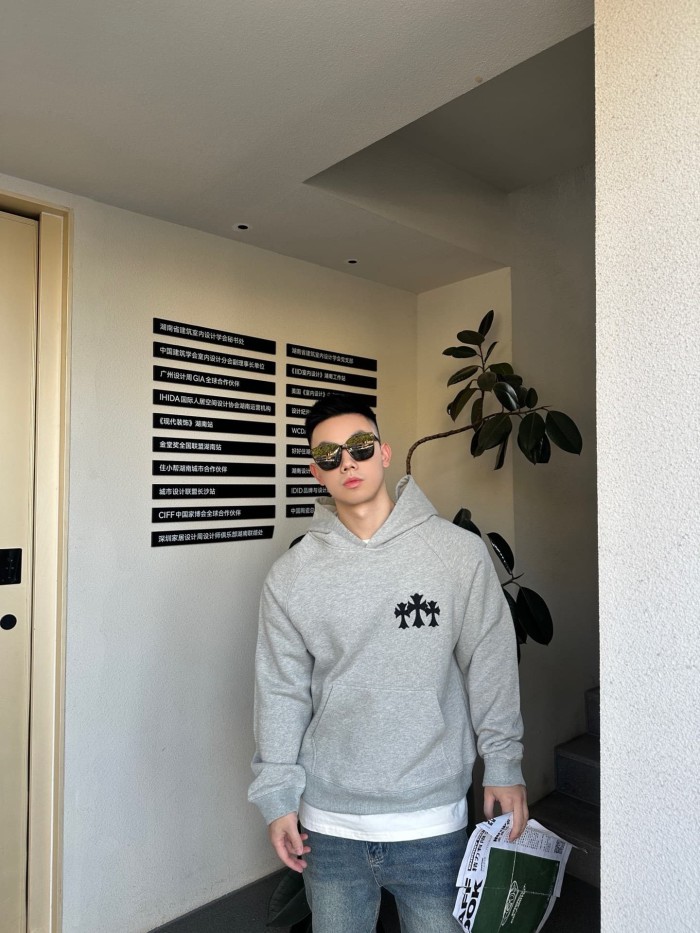 1:1 quality version French Terry Cross Patch 3D Embroidered Hoodie 2 colors 28938242