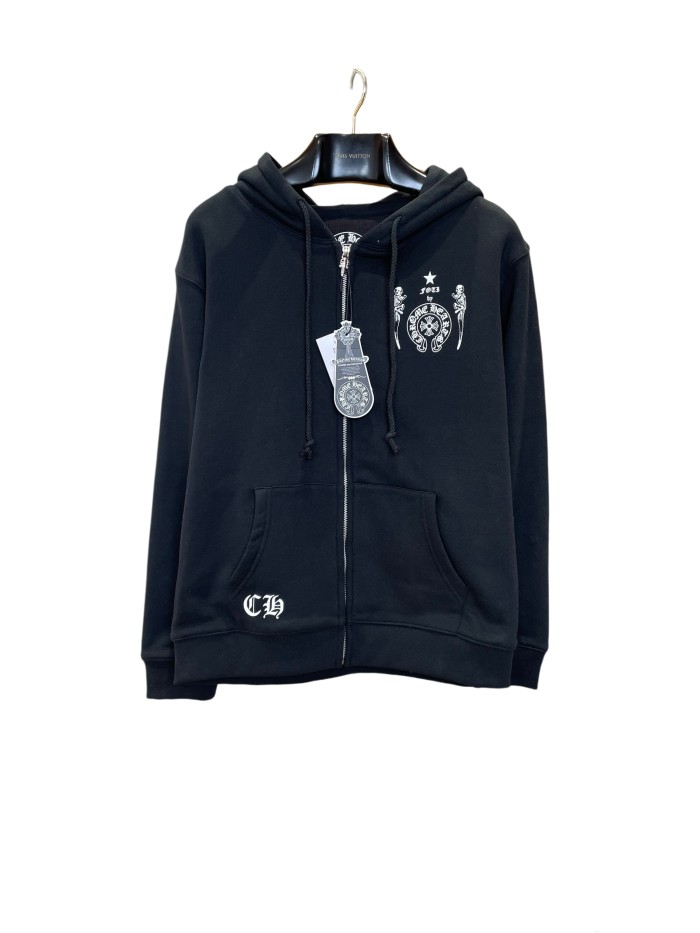 1:1 quality version Cotton Printed & Embroidered Drawstring Zip-Up Hoodie 28938095