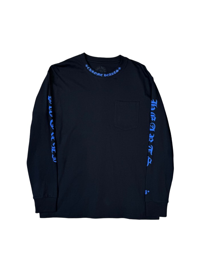 1:1 quality version Blue Ink Print Pocket Long Sleeve T-Shirt 28946646