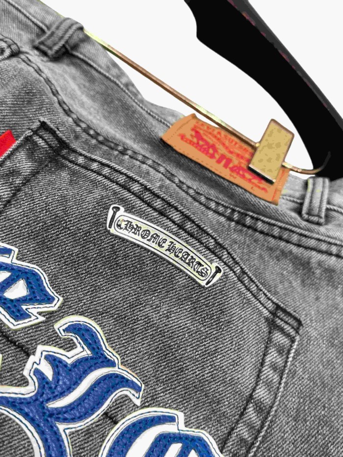 1:1 quality version  classic blue and white color scheme cross washed jeans 28959437