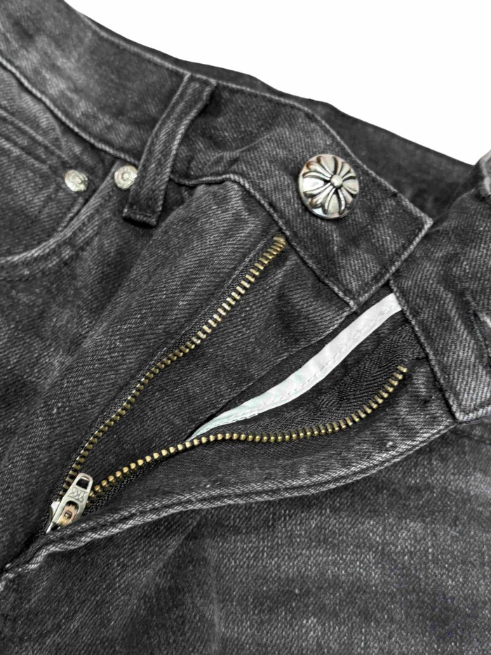 1:1 quality version  leopard print, flame and cross motifs heavy-duty jeans 28959669
