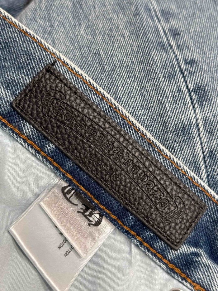 1:1 quality version  washed black and white cross leather jeans 28959651