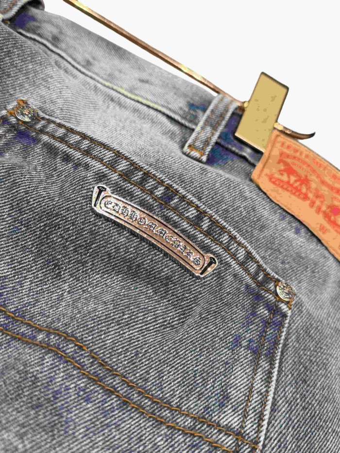 1:1 quality version  colored glitter cross distressed vintage washed jeans 28959375