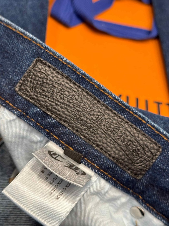 1:1 quality version  orange cross leather appliqués washed jeans 28959532