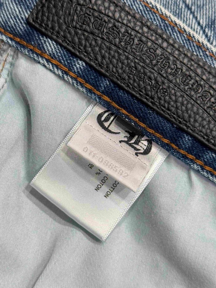 1:1 quality version  washed black and white cross leather jeans 28959651