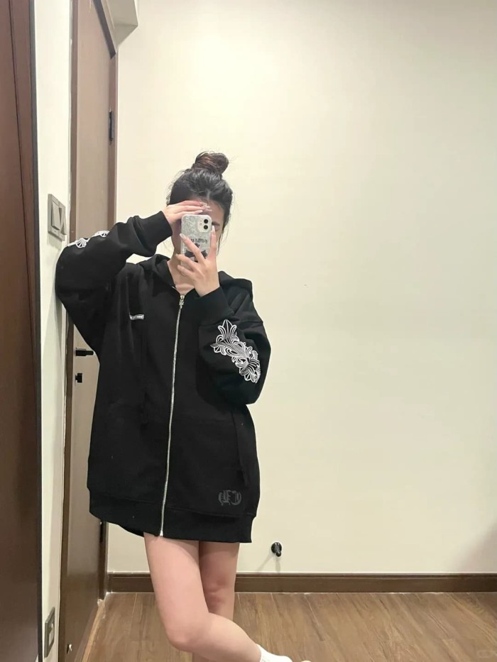 1:1 quality version yellow letter print zip-up Hoodie 28959369