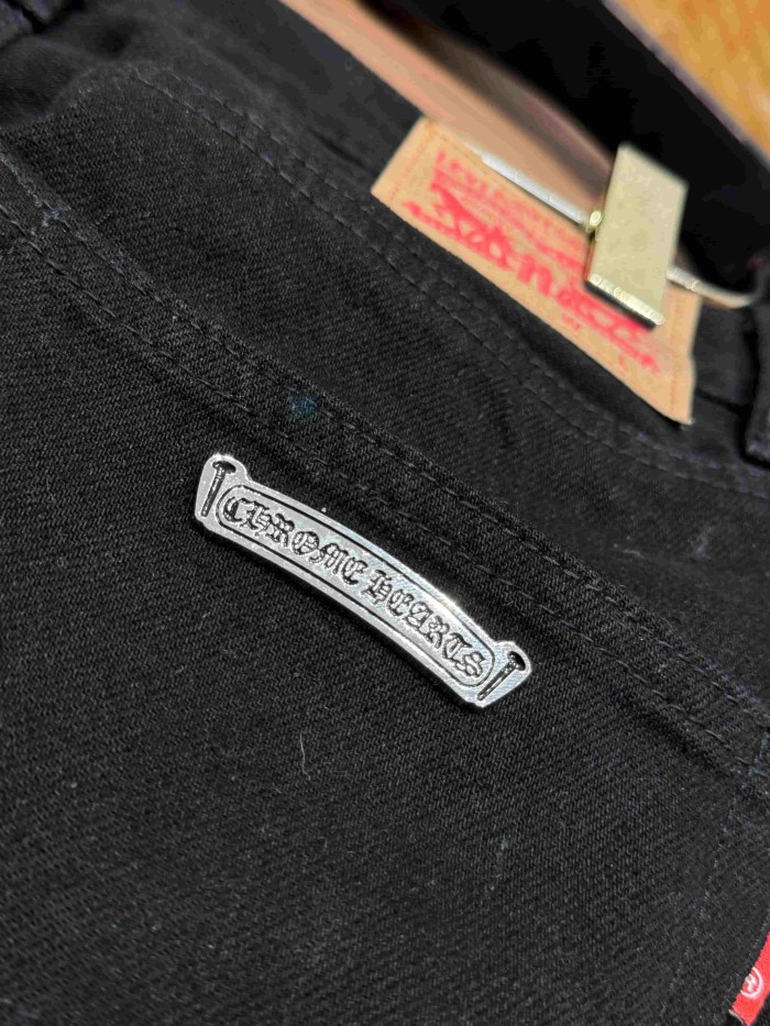 1:1 quality version  color-block cross appliqué glitter jeans 28959574