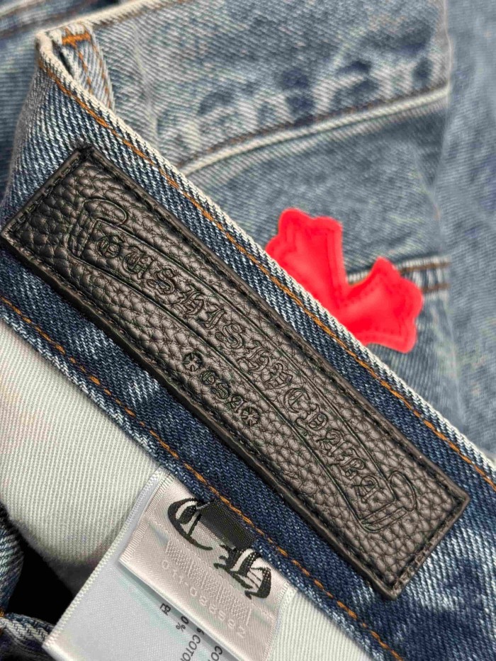 1:1 quality version  red cross leather appliqués washed jeans 28959518