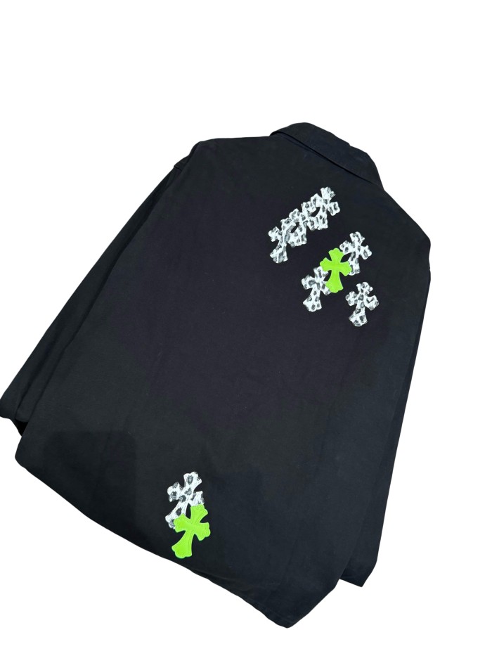 1:1 quality version green & white cross leather patches denim Vintage jacket 28959603