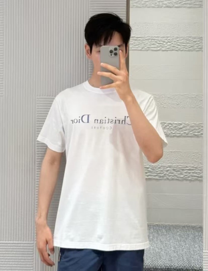 1:1 quality version Letter Vintage Cracked Print Washed T-Shirt 2 colors 28961190