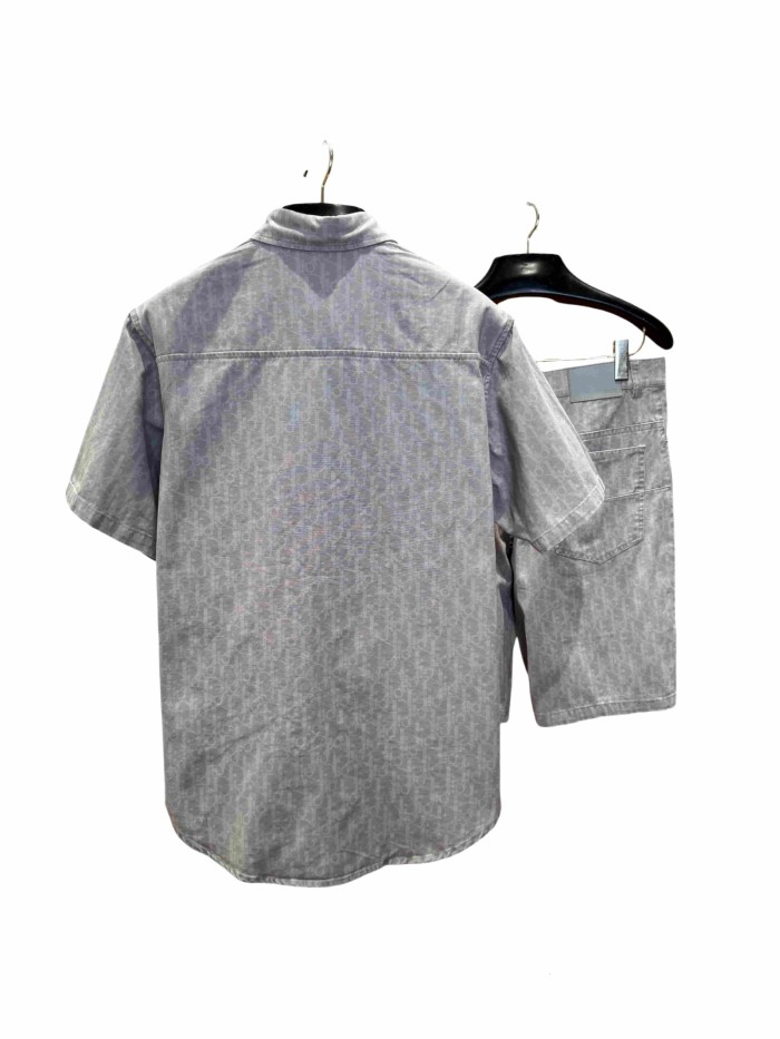 1:1 quality version All-Over Print Cotton Lapel shirt & shorts set 28961254