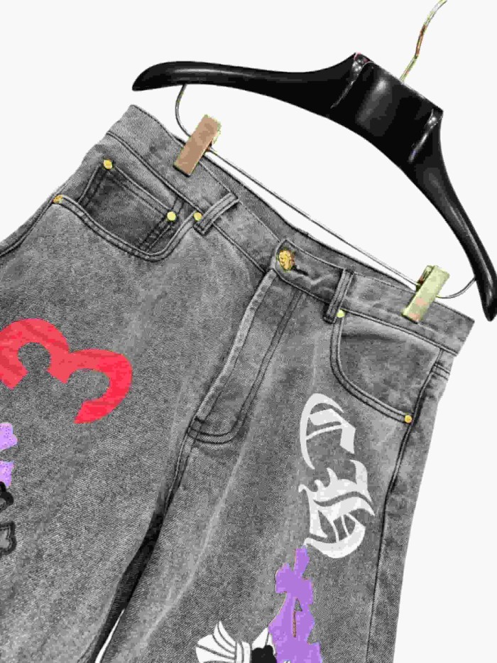 1:1 quality version  Cross Letter Print Applique Gold Label Jeans 28960927