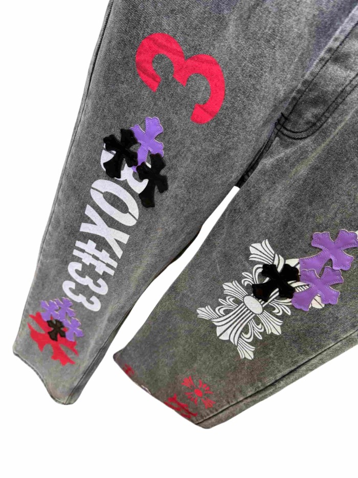 1:1 quality version  Cross Letter Print Applique Gold Label Jeans 28960927