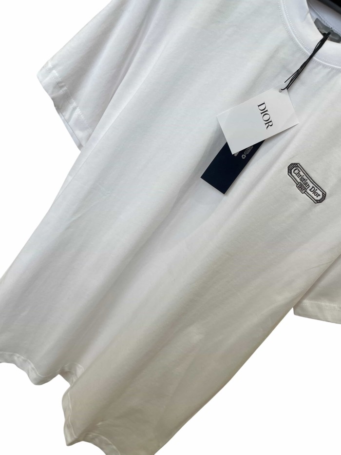 1:1 quality version Embroidered Round Logo Crew Neck T-Shirt 28961180