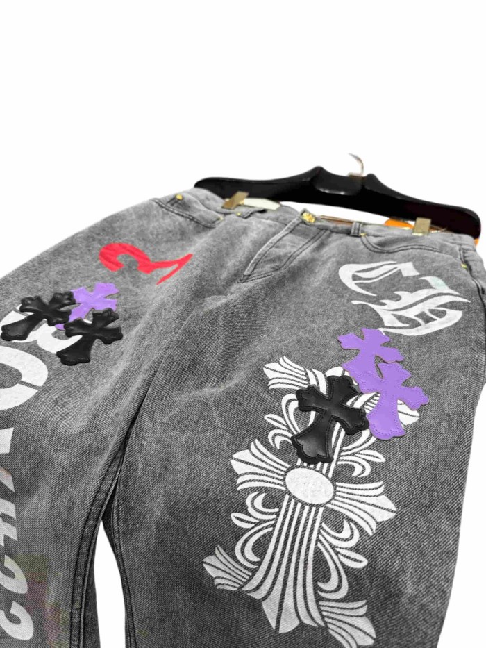 1:1 quality version  Cross Letter Print Applique Gold Label Jeans 28960927