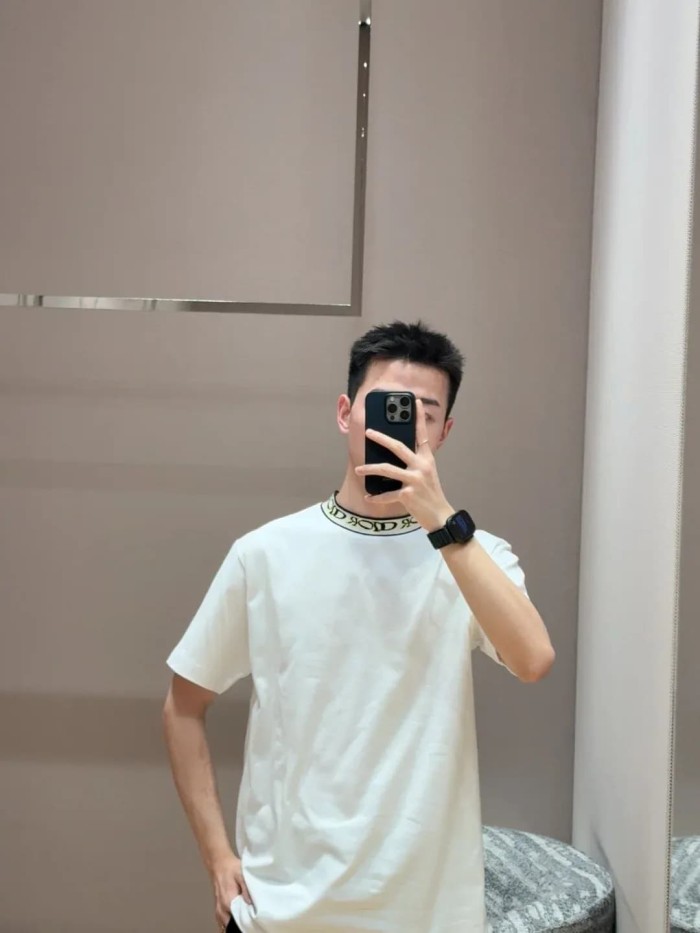 1:1 quality version Co-branded Letter Collar Contrast Embroidered Pattern T-Shirt 28961183