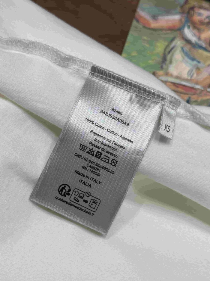 1:1 quality version Letter Vintage Cracked Print Washed T-Shirt 2 colors 28961190