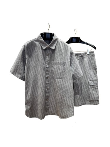 1:1 quality version All-Over Print Jacquard Lapel shirt & shorts set 28961282