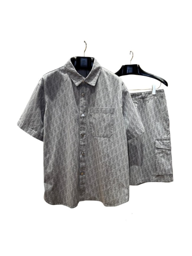 1:1 quality version All-Over Print Jacquard Lapel shirt & shorts set 28961282