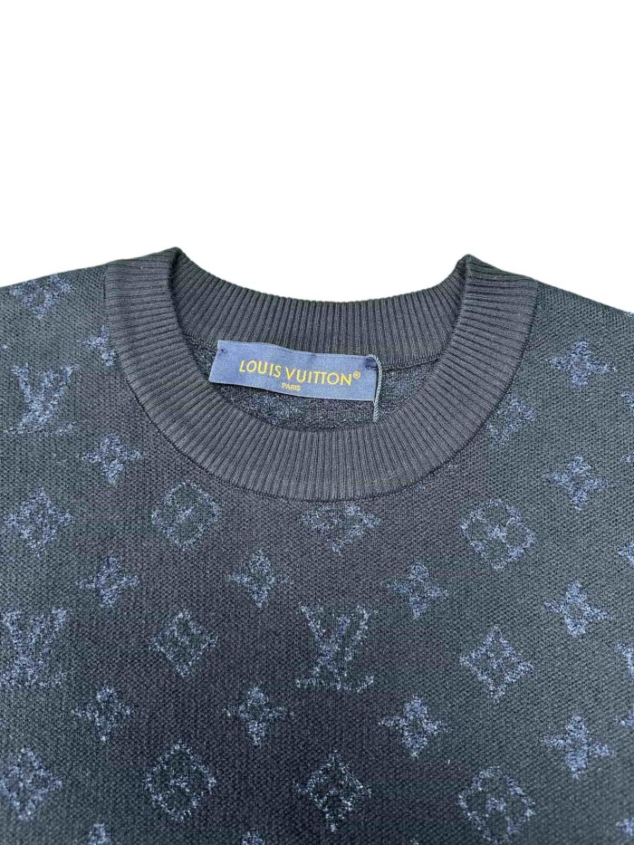 1:1 quality version Jacquard Horizontal Stripe Patchwork Crew Neck Knitted T-shirt 28963887