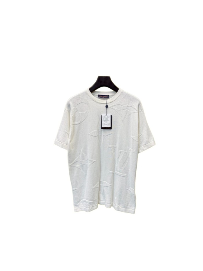 1:1 quality version Solid Color Jacquard Crew Neck Knitted T-shirt 28963874