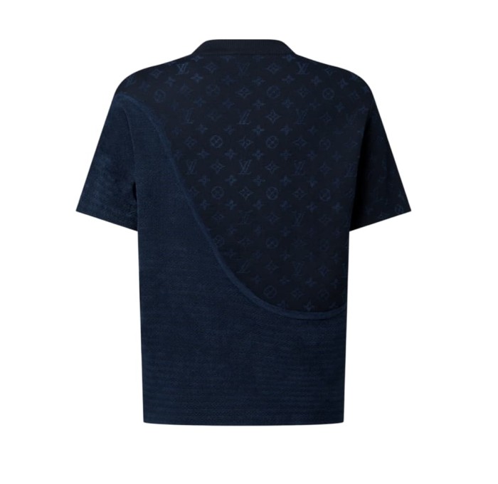 1:1 quality version Jacquard Horizontal Stripe Patchwork Crew Neck Knitted T-shirt 28963887