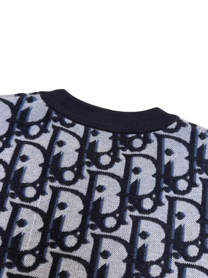 1:1 quality version Dark Blue Color-Blocked Jacquard Knit T-shirt 28968062