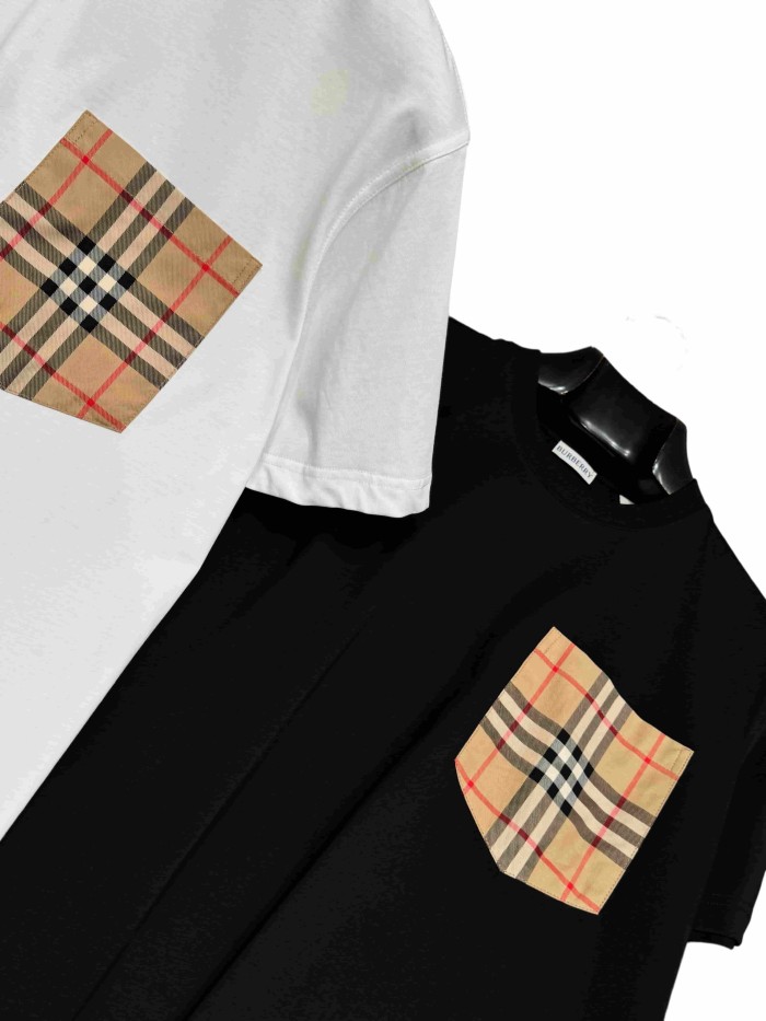 1:1 quality version  Plaid pocket crew neck T-shirt 2 colors 28967957