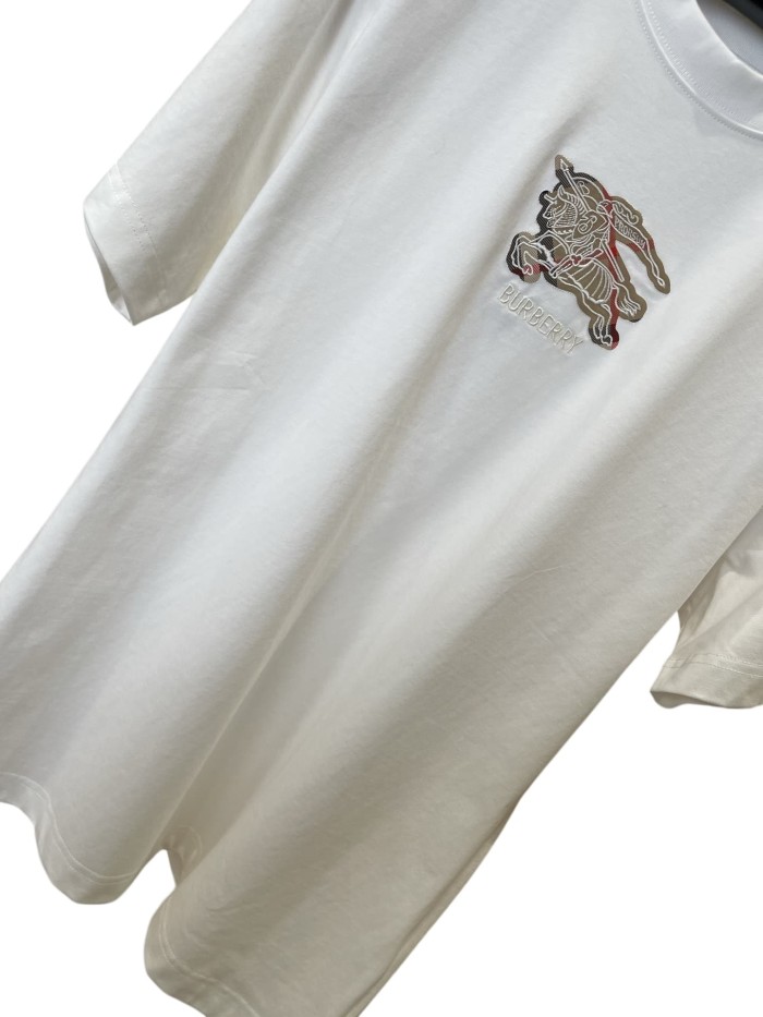 1:1 quality version plaid war horse applique crew neck T-shirt 2 colors 28965124