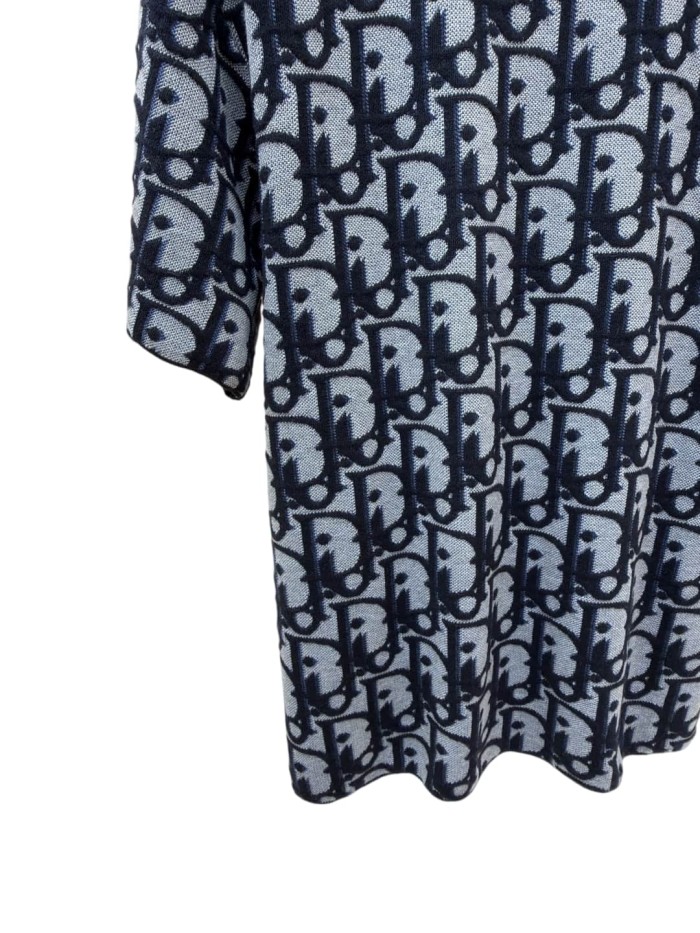1:1 quality version Dark Blue Color-Blocked Jacquard Knit T-shirt 28968062