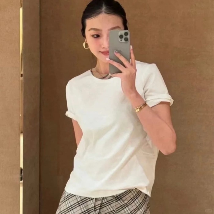 1:1 quality version  Plaid knit crew neck T-shirt 3 colors 28967940