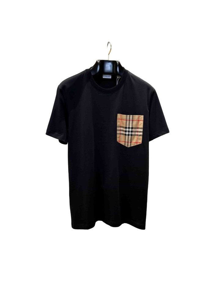 1:1 quality version  Plaid pocket crew neck T-shirt 2 colors 28967957